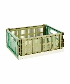 Outlet ???? HAY Colour Crate Mix, M, Recycled Plastic, Olive - Dark Mint ????