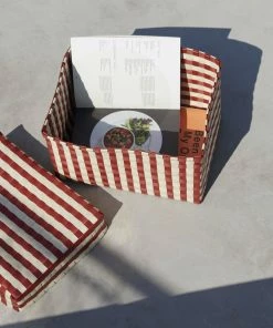 Budget ???? HAY Maxim Stripe Box, L, Red - Sand ⭐ 5 Budget ???? HAY Maxim Stripe Box, L, Red - Sand ⭐ -Muuto Shop Maxim Stripe Box L red and sand