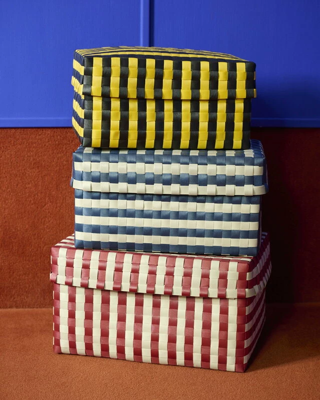 Maxim Stripe box, L, red - sand Budget ???? HAY Maxim Stripe Box, L, Red - Sand ⭐ -Muuto Shop